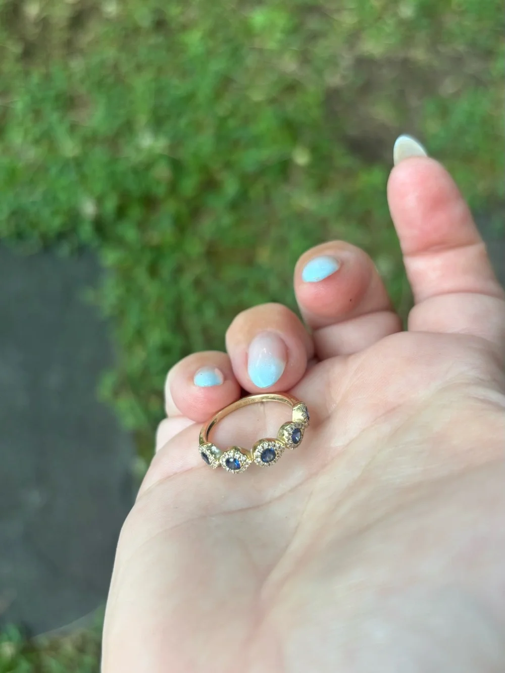 14k yellow gold diamond sapphire ring 6.5